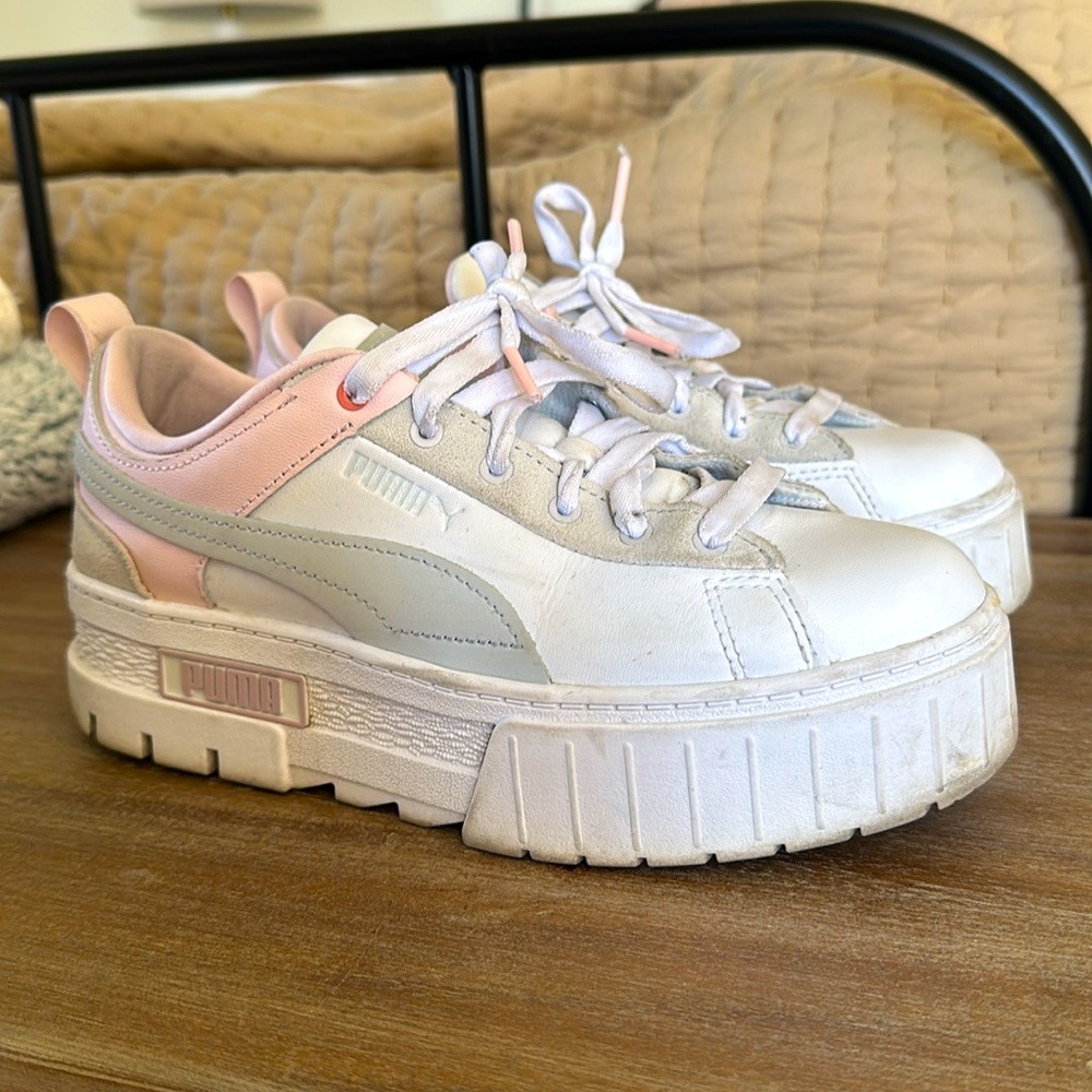 PUMA Mayze Leather Platform Sneakers